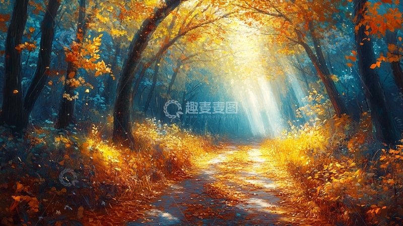高清大图下载【趣麦麦图】唯美秋天小道6