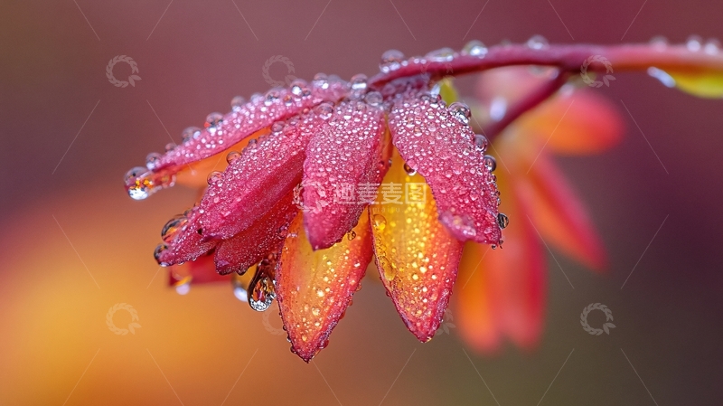 高清大图下载【趣麦麦图】菊花花瓣上的雨珠