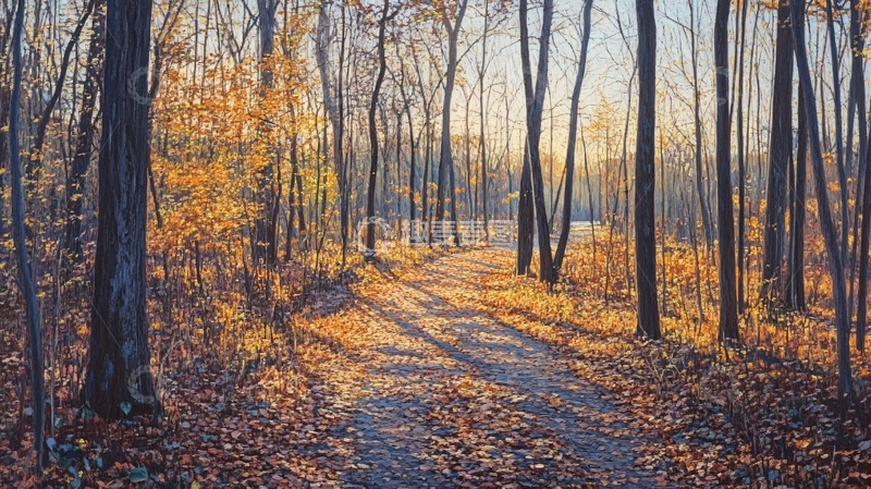 高清大图下载【趣麦麦图】唯美秋景秋天小道4