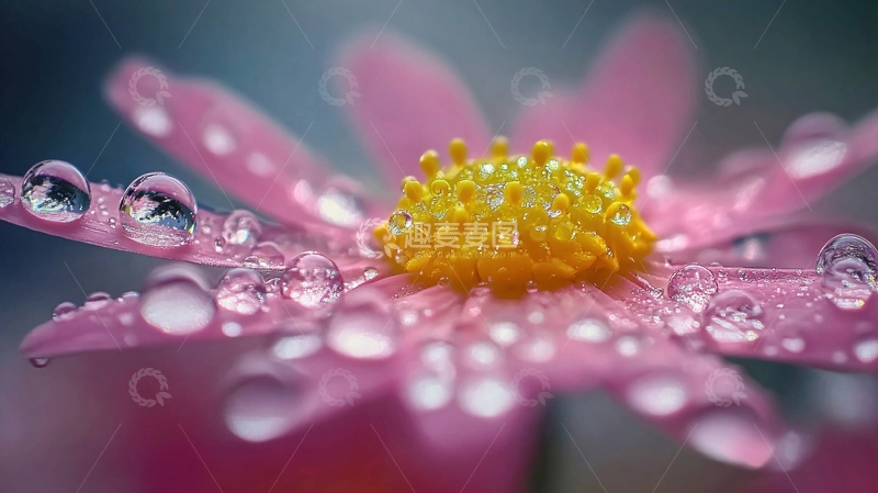 高清大图下载【趣麦麦图】菊花瓣上雨珠