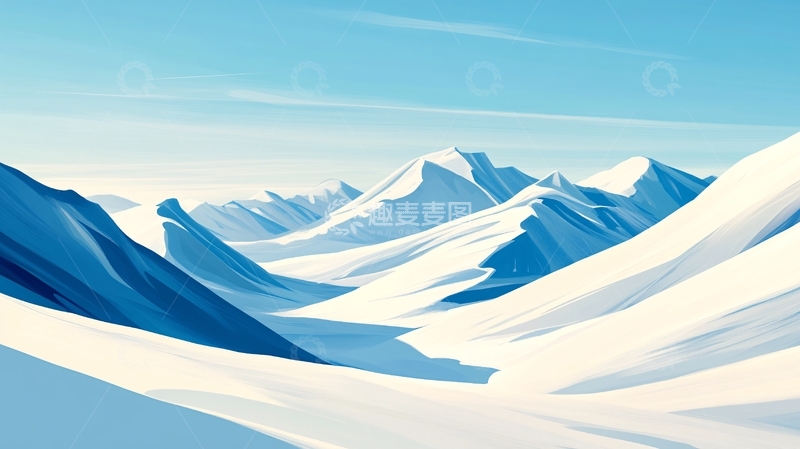 高清大图下载【趣麦麦图】雪山插画1