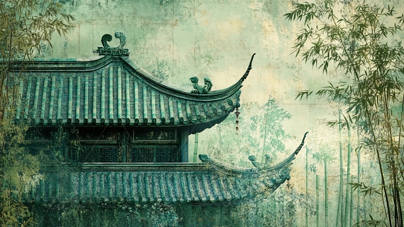 高清大图下载【趣麦麦图】亭台楼阁背景1