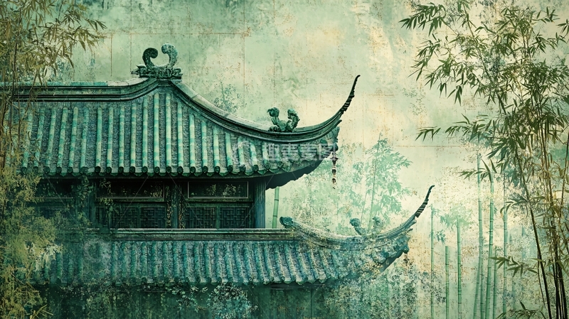 高清大图下载【趣麦麦图】亭台楼阁背景1