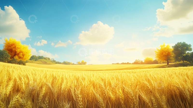 高清大图下载【趣麦麦图】金色麦田丰收季节