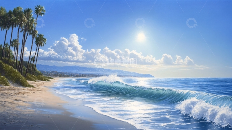高清大图下载【趣麦麦图】海滩风景画15
