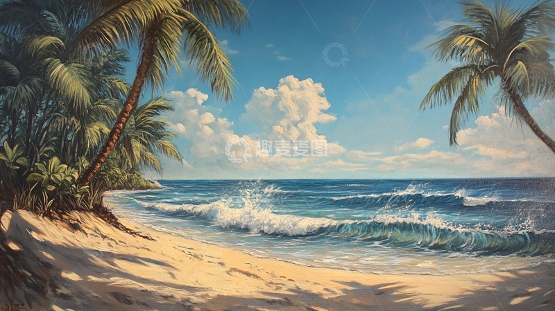 高清大图下载【趣麦麦图】海滩风景画14