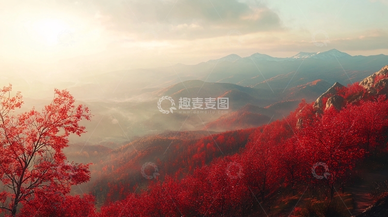 高清大图下载【趣麦麦图】山谷红了1