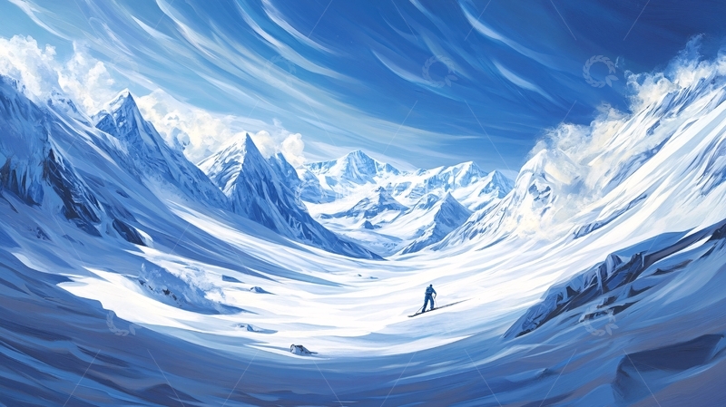 高清大图下载【趣麦麦图】雪山插画2