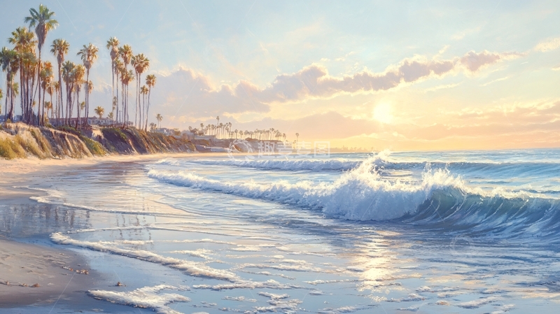 高清大图下载【趣麦麦图】唯美海岸风景插画45