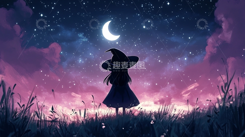 高清大图下载【趣麦麦图】美好的夜晚插画9