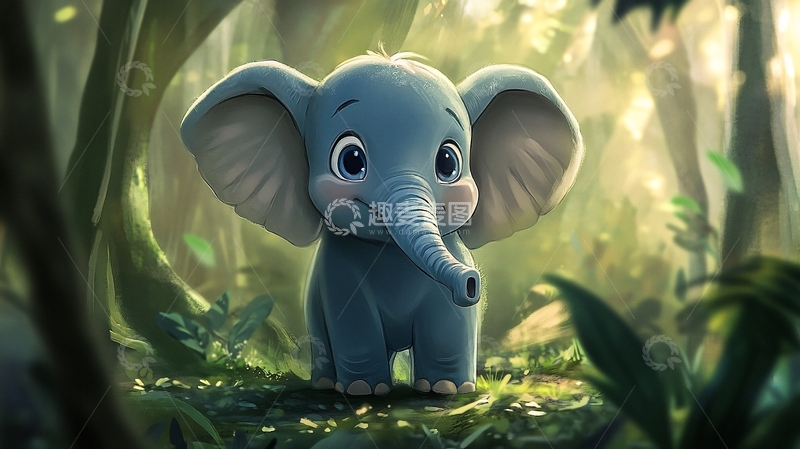 高清大图下载【趣麦麦图】呆萌卡通大象设计