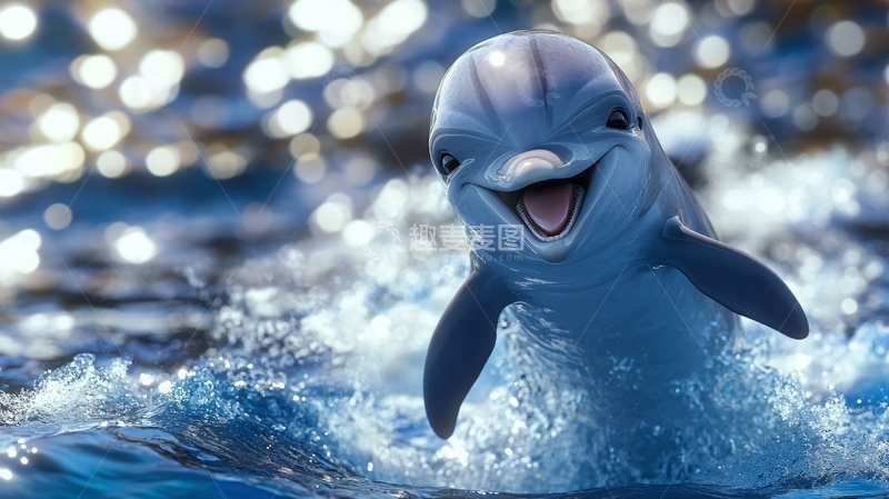 高清大图下载【趣麦麦图】海豚卡通壁画