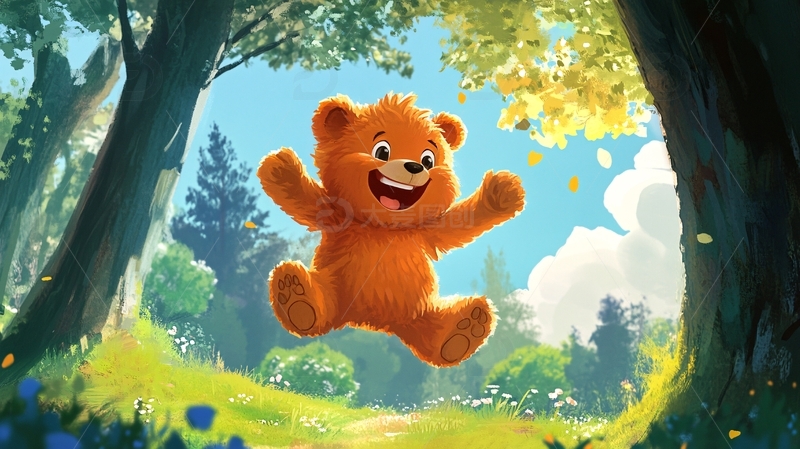 小熊室内野外场景插画3