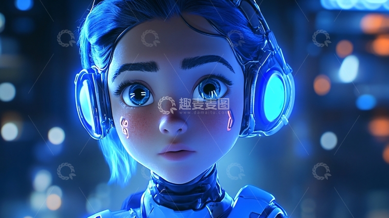 高清大图下载【趣麦麦图】机器人少女蓝光