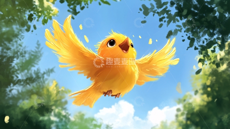 高清大图下载【趣麦麦图】相思鸟插画