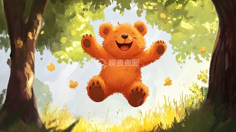 高清大图下载【趣麦麦图】小熊室内野外场景插画2