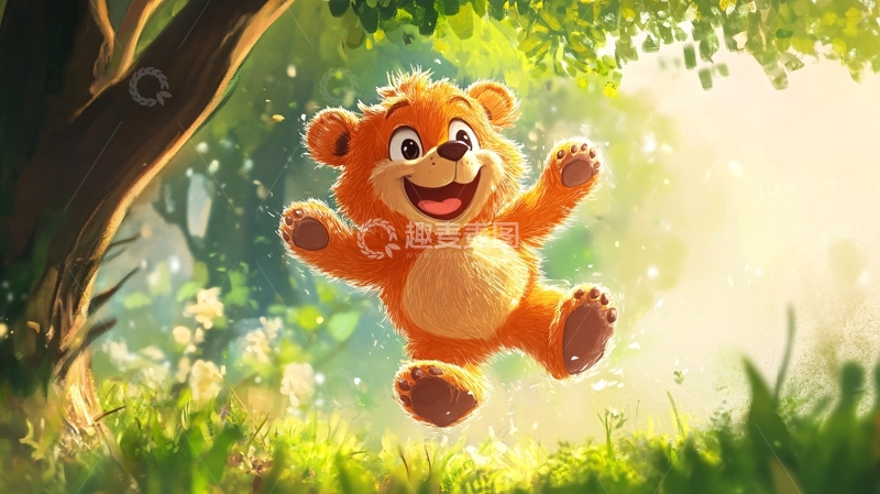 高清大图下载【趣麦麦图】小熊室内野外场景插画4