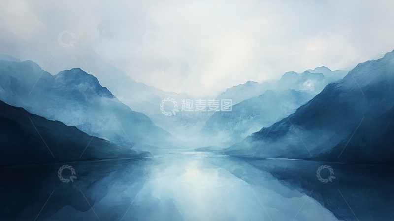 高清大图下载【趣麦麦图】蓝色梦幻山水风情23