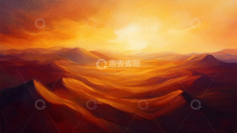 高清大图下载【趣麦麦图】金光万丈油画4