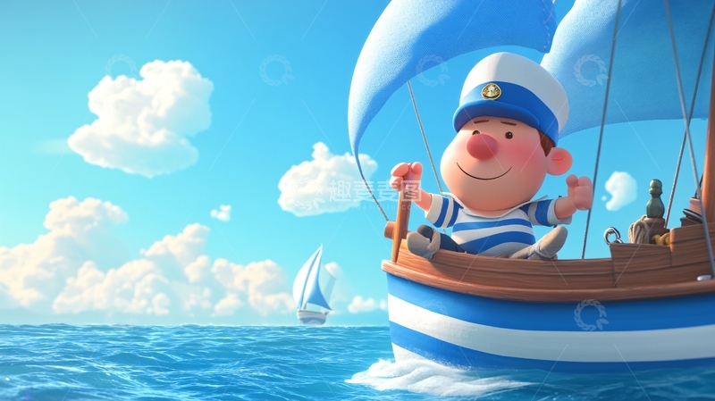 高清大图下载【趣麦麦图】海边游玩出行航行
