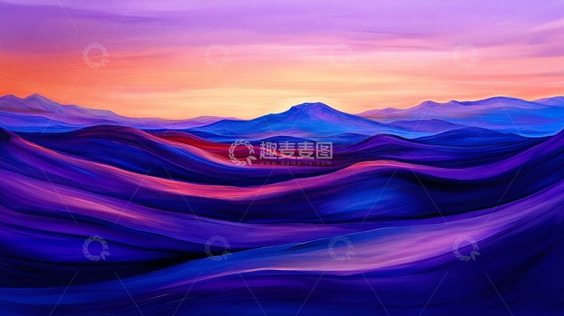 高清大图下载【趣麦麦图】渐变色彩山水画1