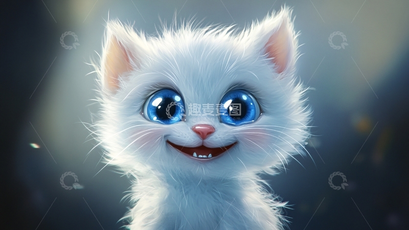 高清大图下载【趣麦麦图】手绘大眼萌猫咪装饰画2