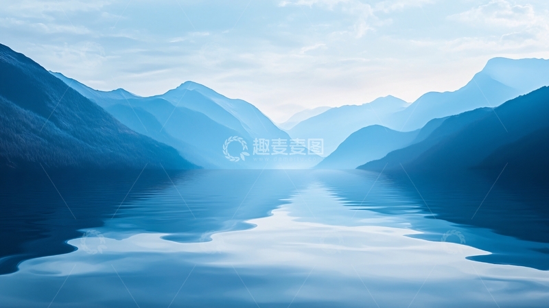 高清大图下载【趣麦麦图】质感蓝色山水3