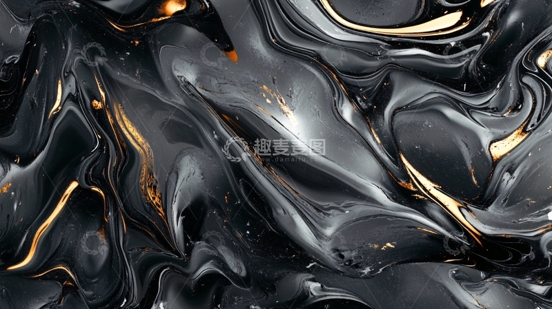 高清大图下载【趣麦麦图】金色动感线条流体熔浆3