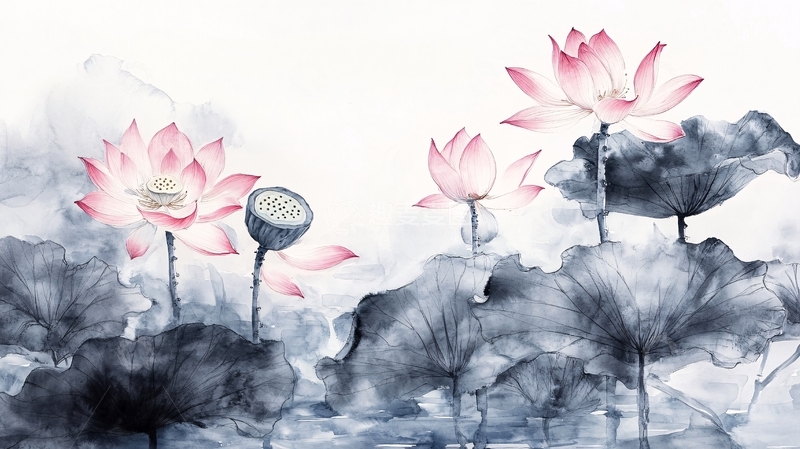 高清大图下载【趣麦麦图】数码手绘荷花4