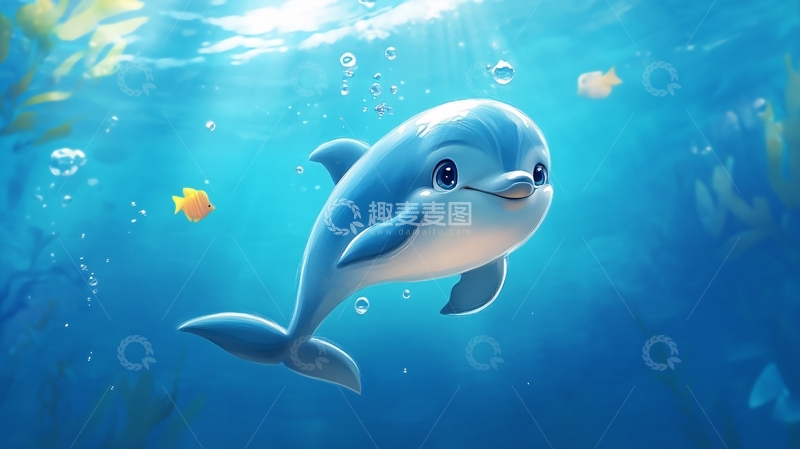 高清大图下载【趣麦麦图】小海豚畅游蓝海1