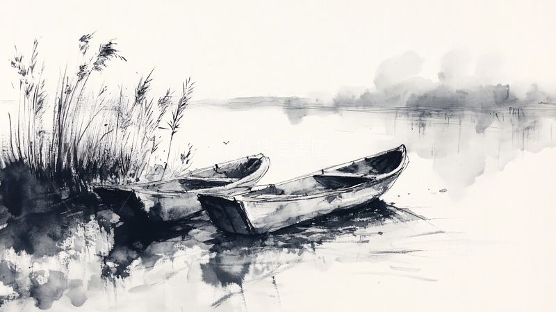 高清大图下载【趣麦麦图】水彩孤舟