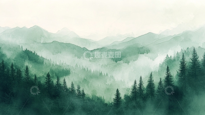 高清大图下载【趣麦麦图】山林插画2