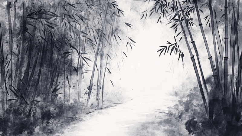 高清大图下载【趣麦麦图】竹林水墨画