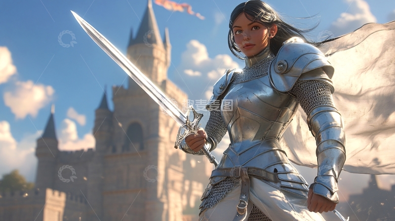 高清大图下载【趣麦麦图】盔甲女战士