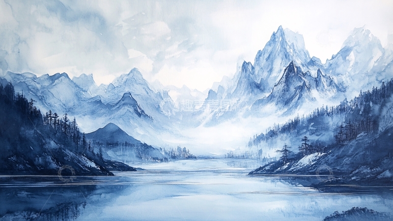 高清大图下载【趣麦麦图】山湖插画10