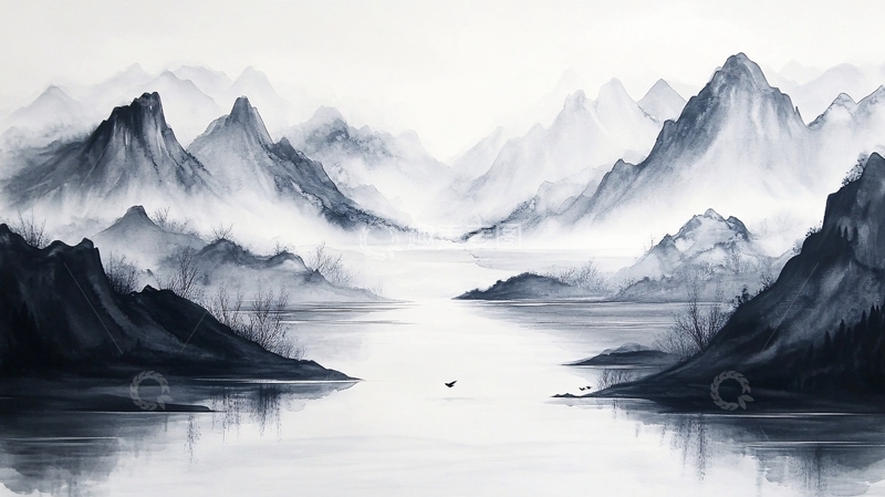 高清大图下载【趣麦麦图】高端质感山水装饰画1