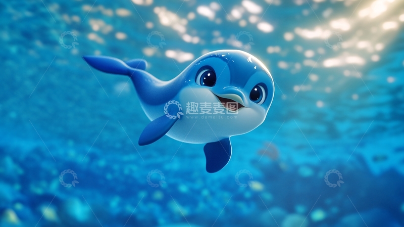 高清大图下载【趣麦麦图】小海豚畅游蓝海