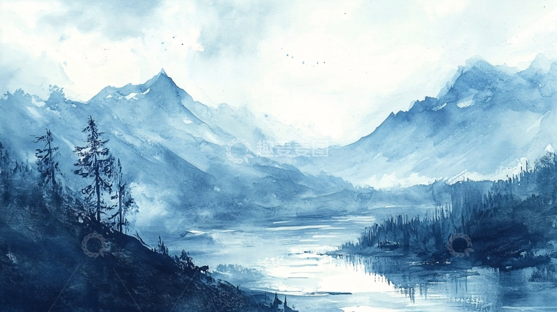 高清大图下载【趣麦麦图】山湖插画8