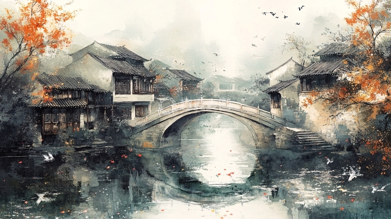 高清大图下载【趣麦麦图】古风秋天景色插画18