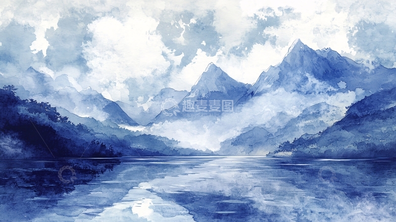 高清大图下载【趣麦麦图】山湖插画13