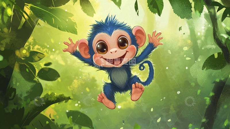 高清大图下载【趣麦麦图】原创小猴插画2