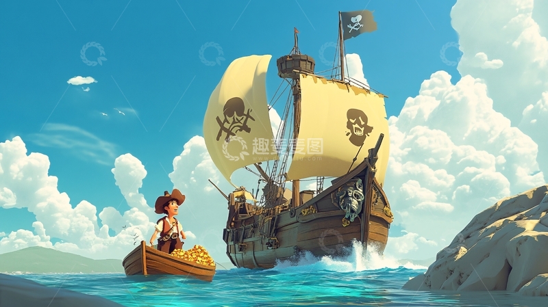 高清大图下载【趣麦麦图】海盗寻宝场景1