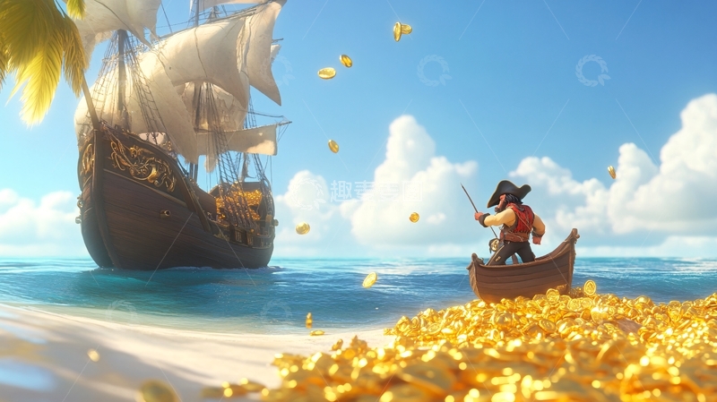 高清大图下载【趣麦麦图】海盗寻宝场景