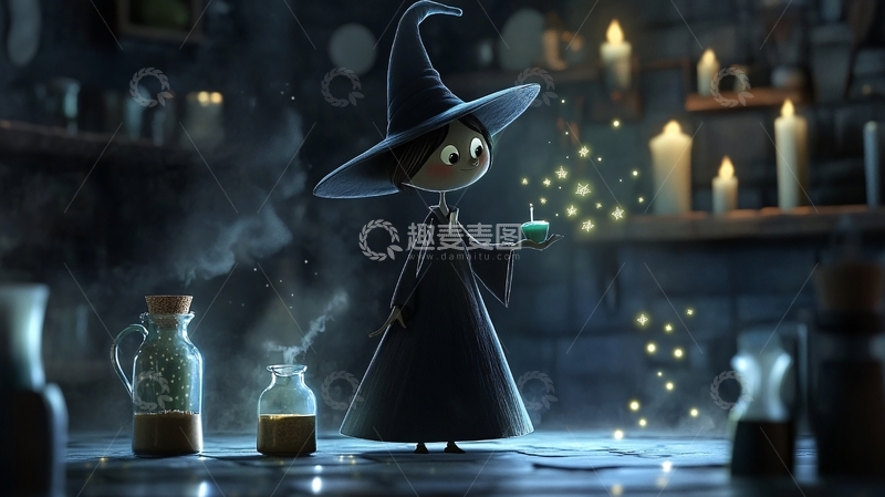 高清大图下载【趣麦麦图】小女巫扮鬼1