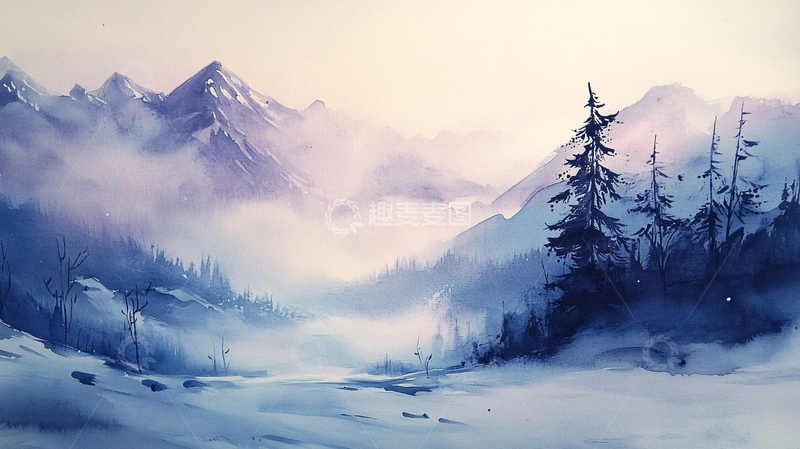 高清大图下载【趣麦麦图】雪山原画31