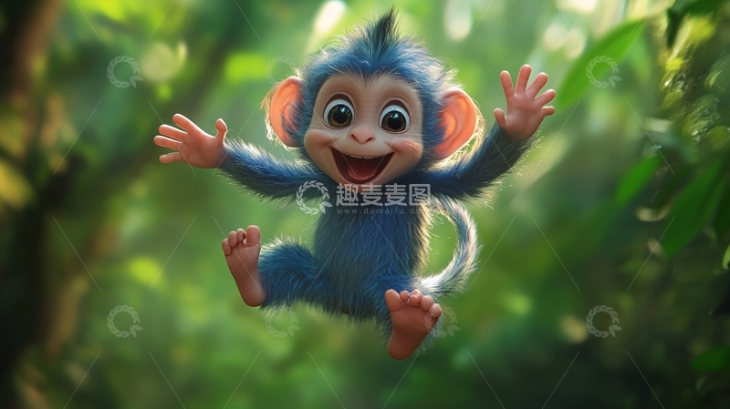 高清大图下载【趣麦麦图】小猴森林跃动