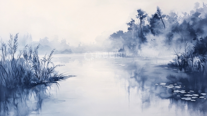 高清大图下载【趣麦麦图】湖畔意境艺术画2