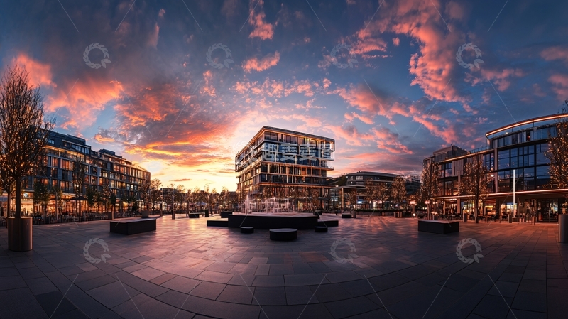 高清大图下载【趣麦麦图】街区黄昏风光1