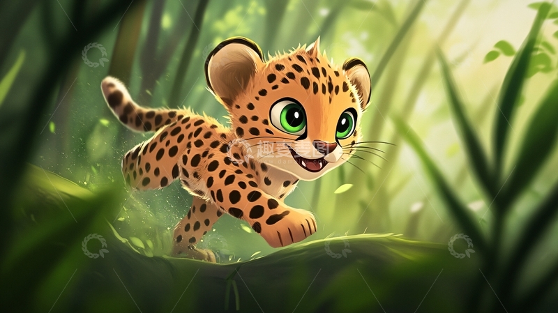 高清大图下载【趣麦麦图】原创卡通小猎豹