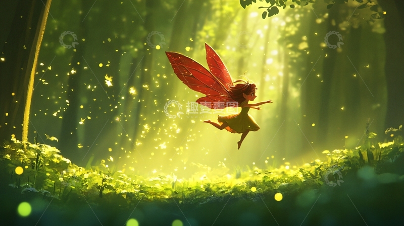 高清大图下载【趣麦麦图】精灵撒花瓣